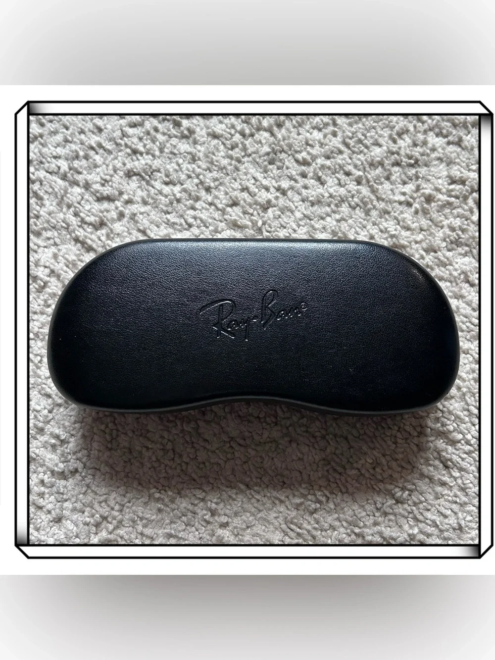 Ray-Ban Faux Leather Embossed Logo Hard Shell Clamshell Glass Case Black OS